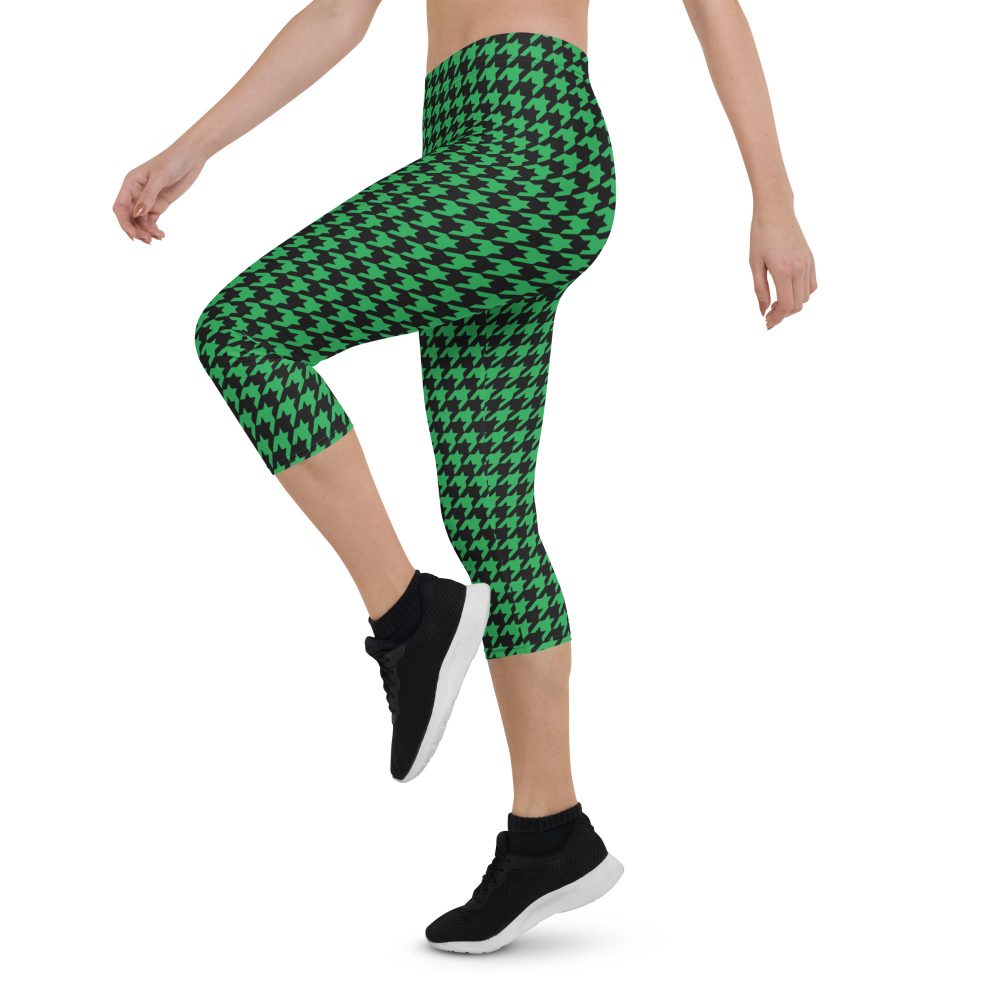 Green Houndstooth St. Patrick’s Day Capri Leggings - Image 4
