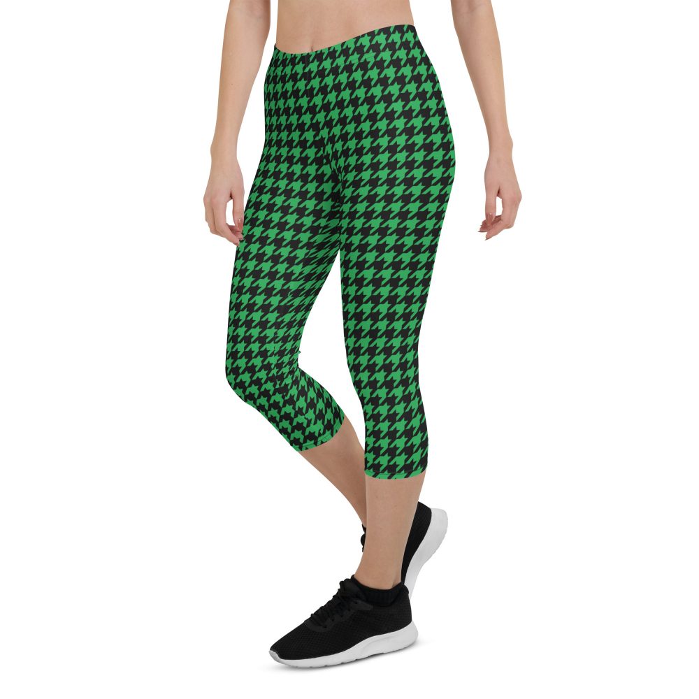 Green Houndstooth St. Patrick’s Day Capri Leggings - Image 6