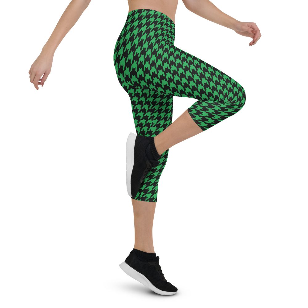 Green Houndstooth St. Patrick’s Day Capri Leggings - Image 5