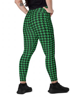 Green Houndstooth St. Patrick’s Day Crossover leggings with pockets