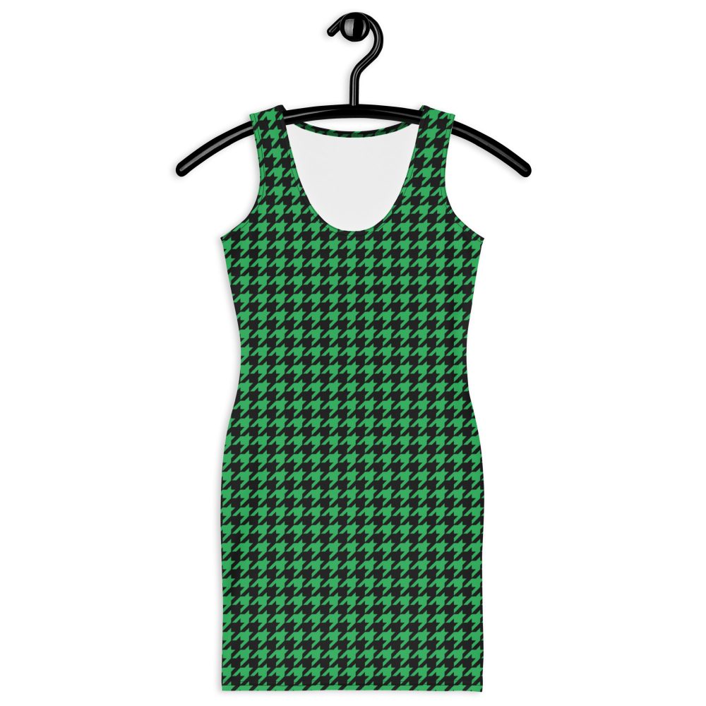 Green Houndstooth St. Patrick’s Day Fitted Bodycon Dress - Image 8