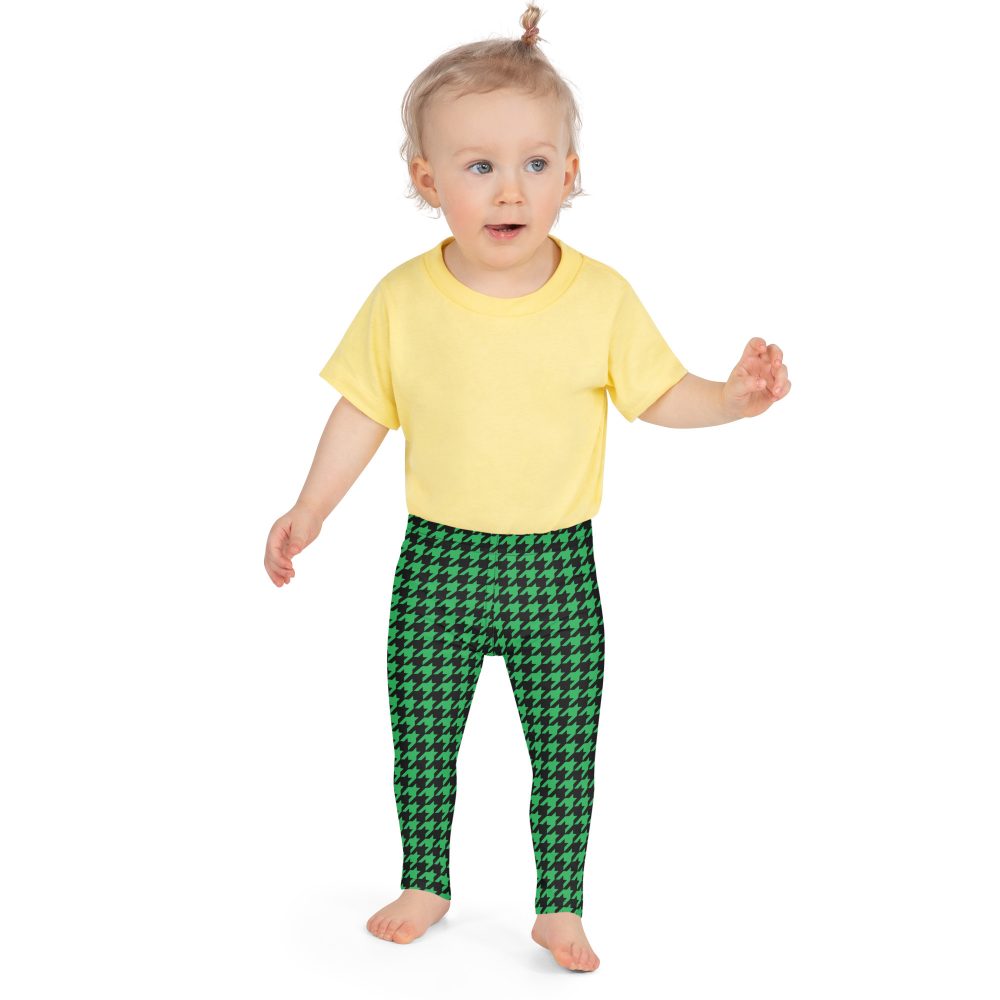 Green Houndstooth St. Patrick’s Day Kid's Leggings - Image 4