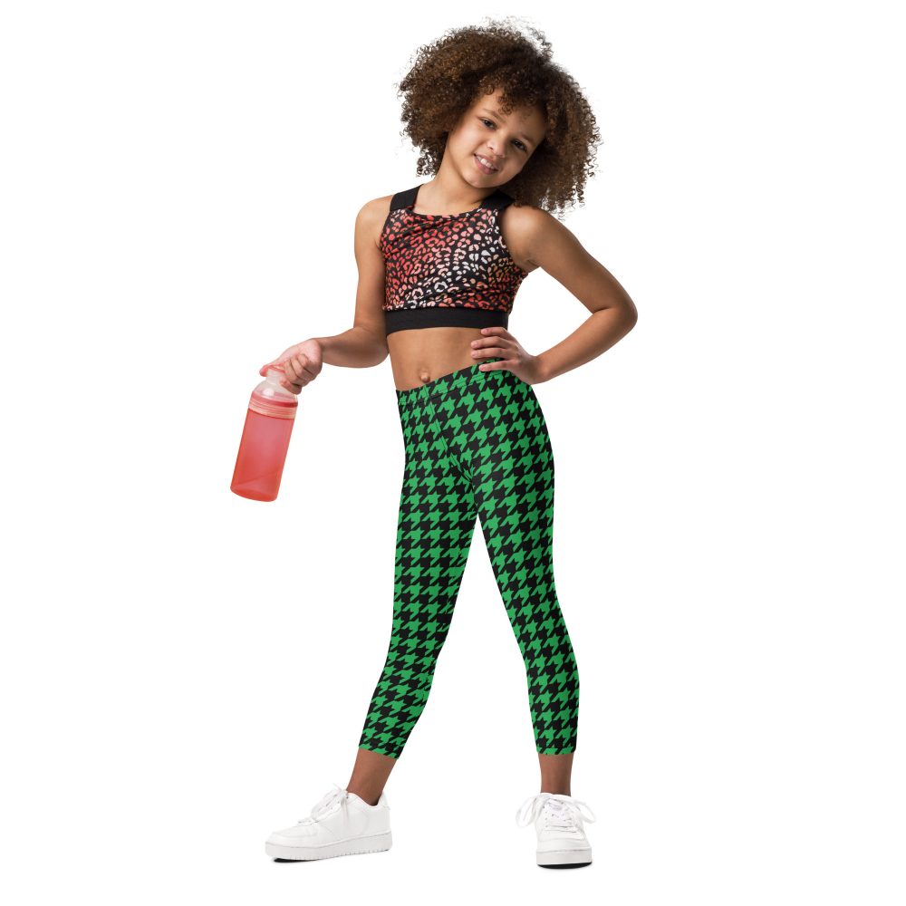 Green Houndstooth St. Patrick’s Day Kid's Leggings - Image 2