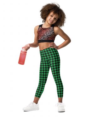 Green Houndstooth St. Patrick’s Day Kid’s Leggings