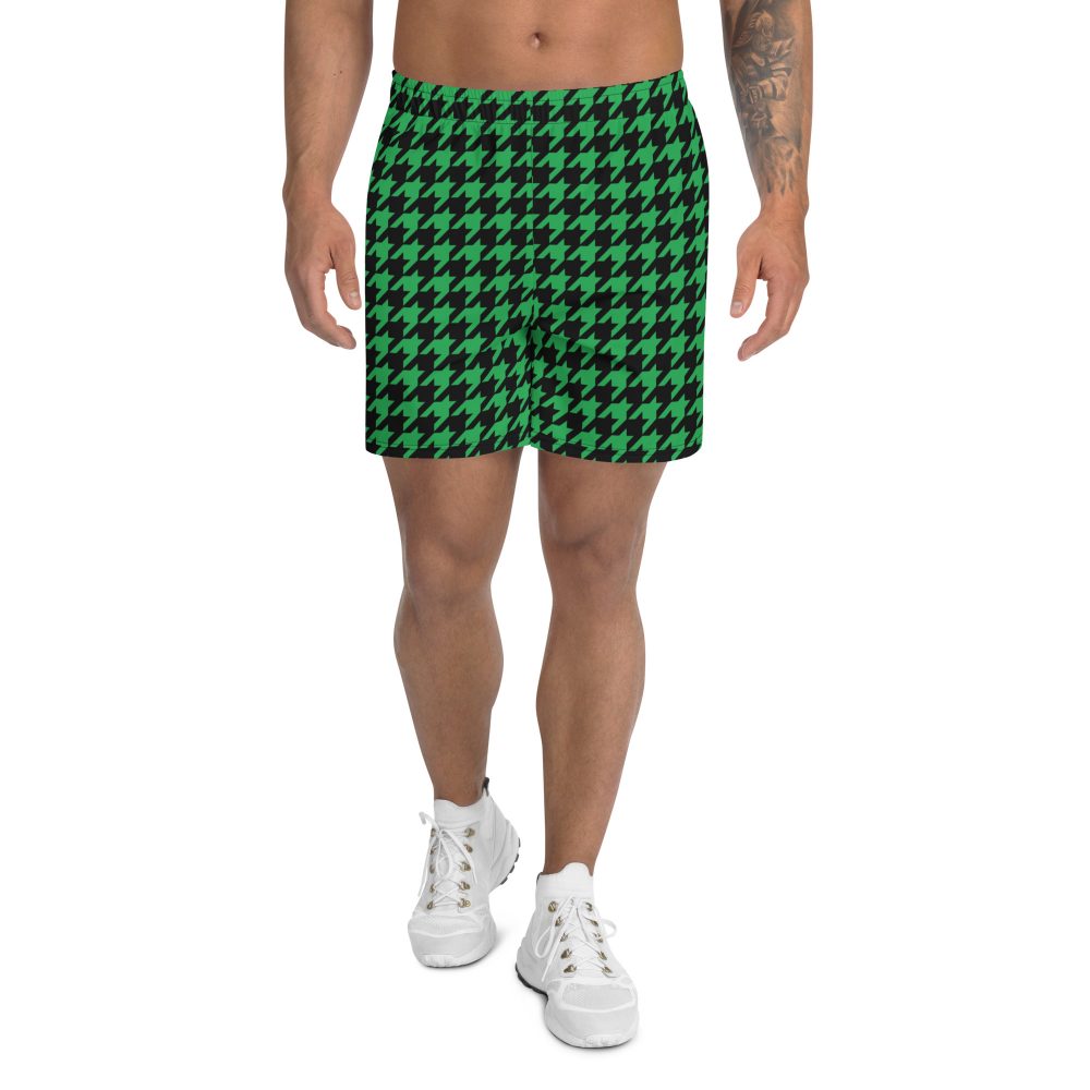 Green Houndstooth St. Patrick’s Day Men's Athletic Shorts