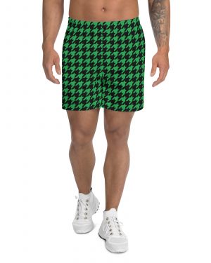 Green Houndstooth St. Patrick’s Day Men’s Athletic Shorts