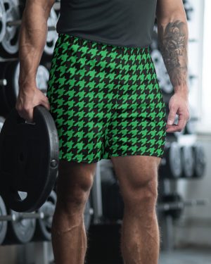 Green Houndstooth St. Patrick’s Day Men’s Athletic Shorts