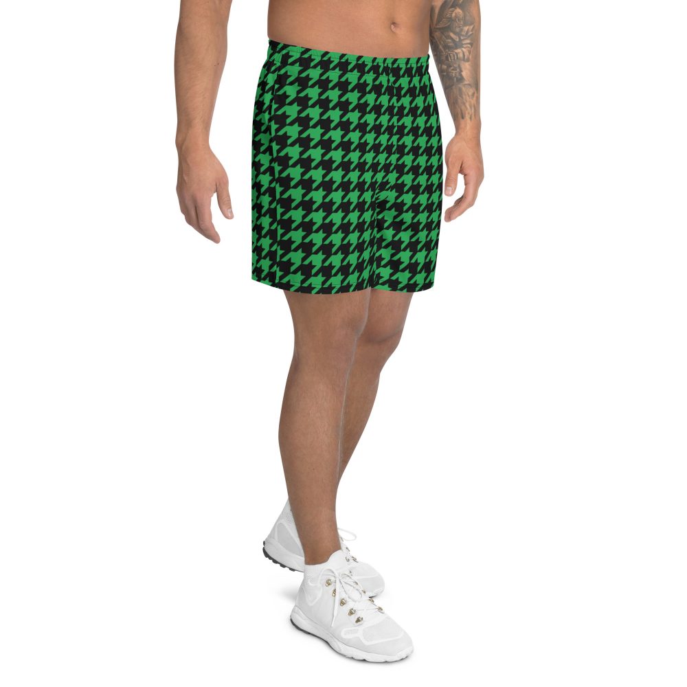Green Houndstooth St. Patrick’s Day Men's Athletic Shorts - Image 3