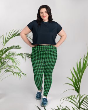 Green Houndstooth St. Patrick’s Day Plus Size Leggings