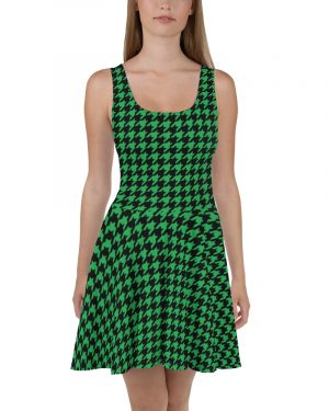 Green Houndstooth St. Patrick’s Day Skater Dress