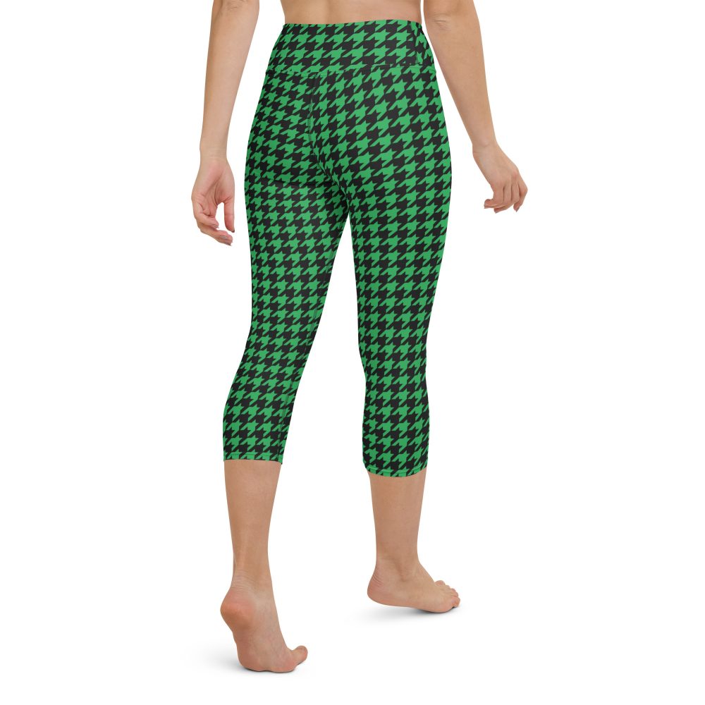 Green Houndstooth St. Patrick’s Day Yoga Capri Leggings - Image 6