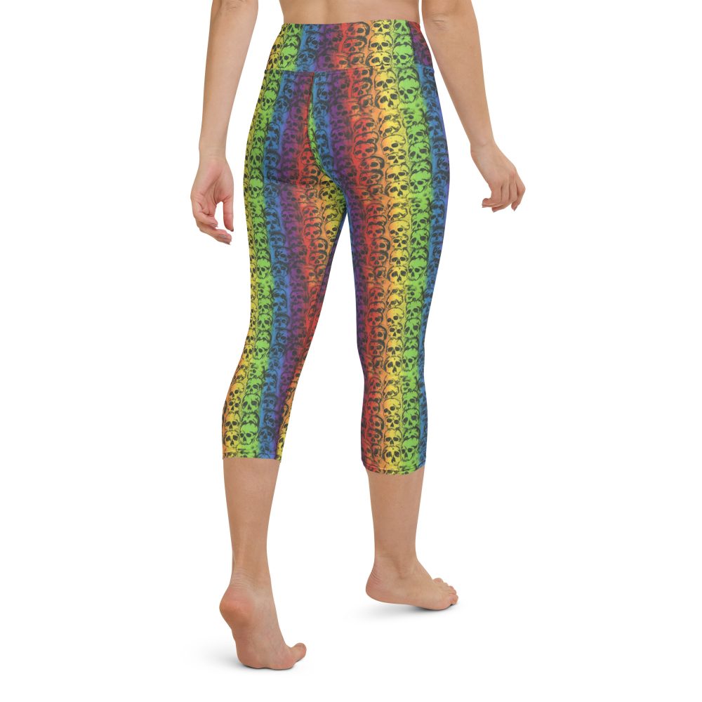 Rainbow Skulls Pride Yoga Capri Leggings - Image 7