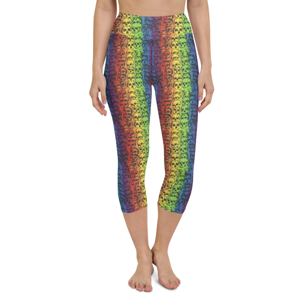 Rainbow Skulls Pride Yoga Capri Leggings