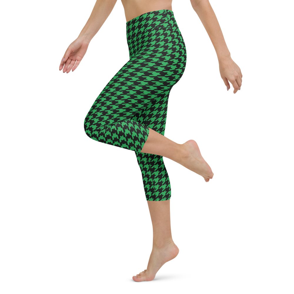 Green Houndstooth St. Patrick’s Day Yoga Capri Leggings - Image 2