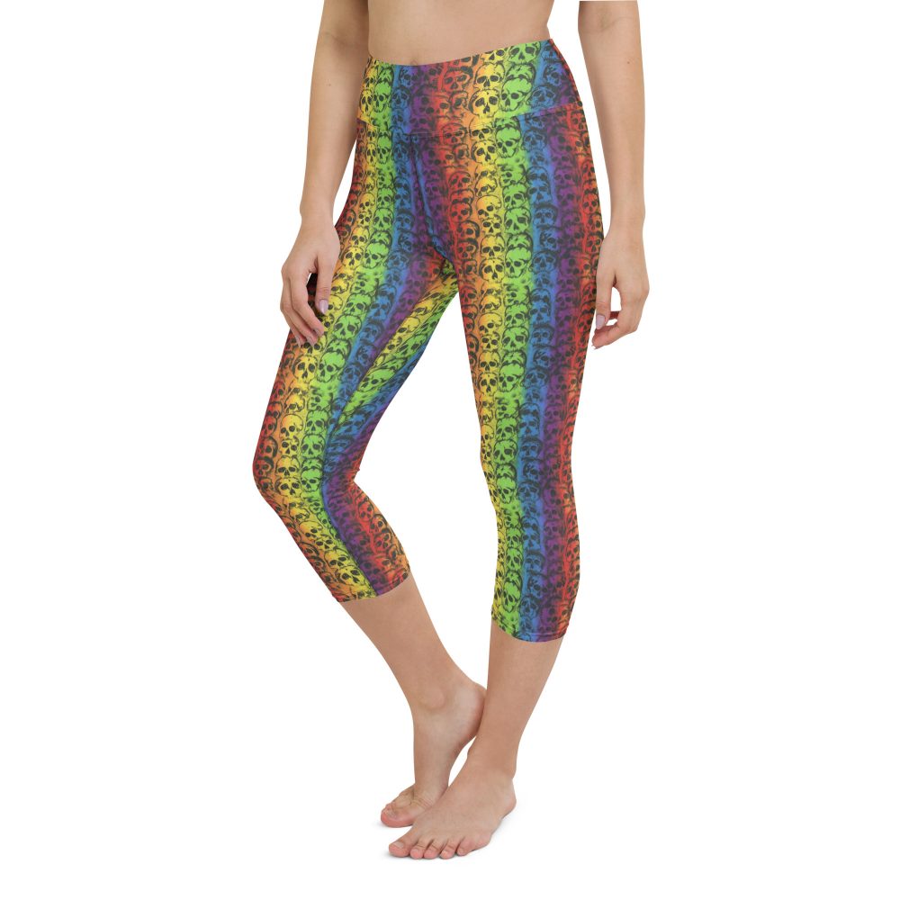 Rainbow Skulls Pride Yoga Capri Leggings - Image 4