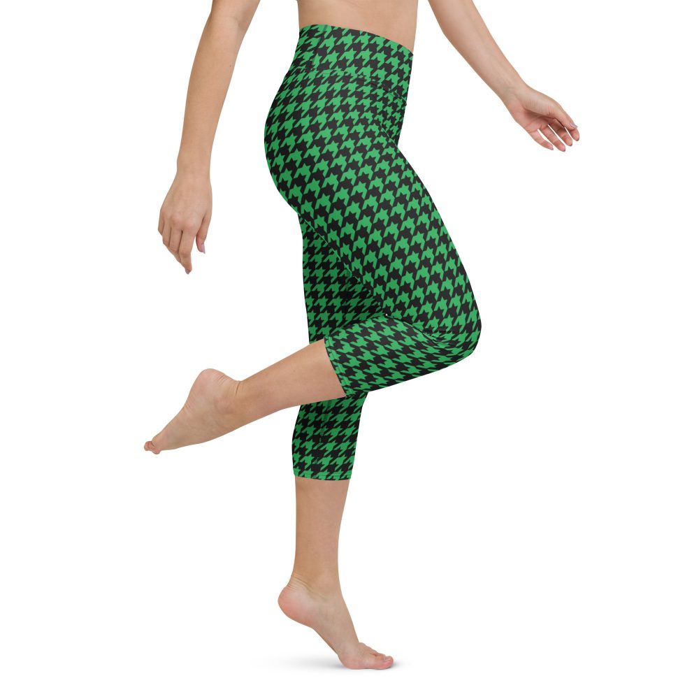 Green Houndstooth St. Patrick’s Day Yoga Capri Leggings - Image 4