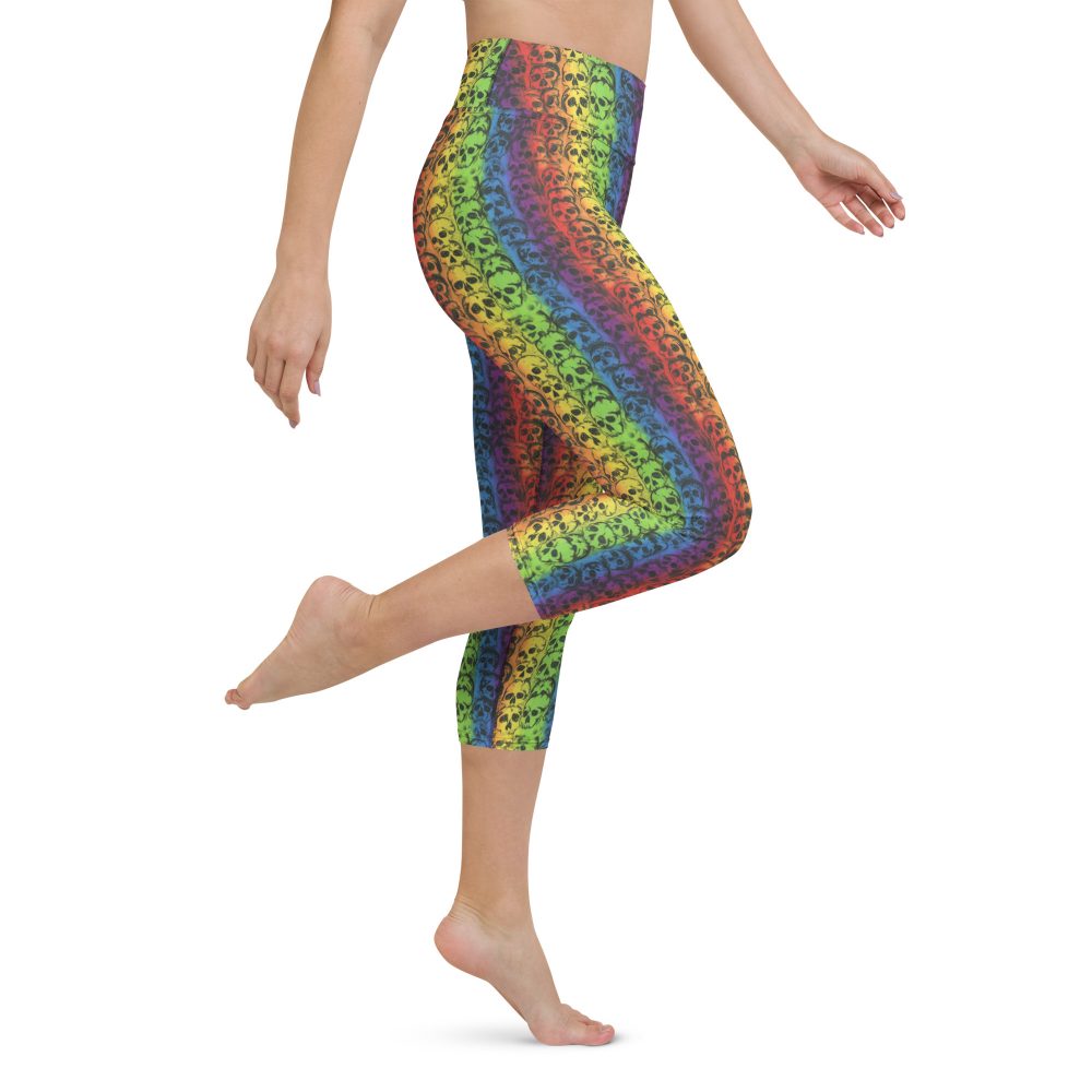 Rainbow Skulls Pride Yoga Capri Leggings - Image 5