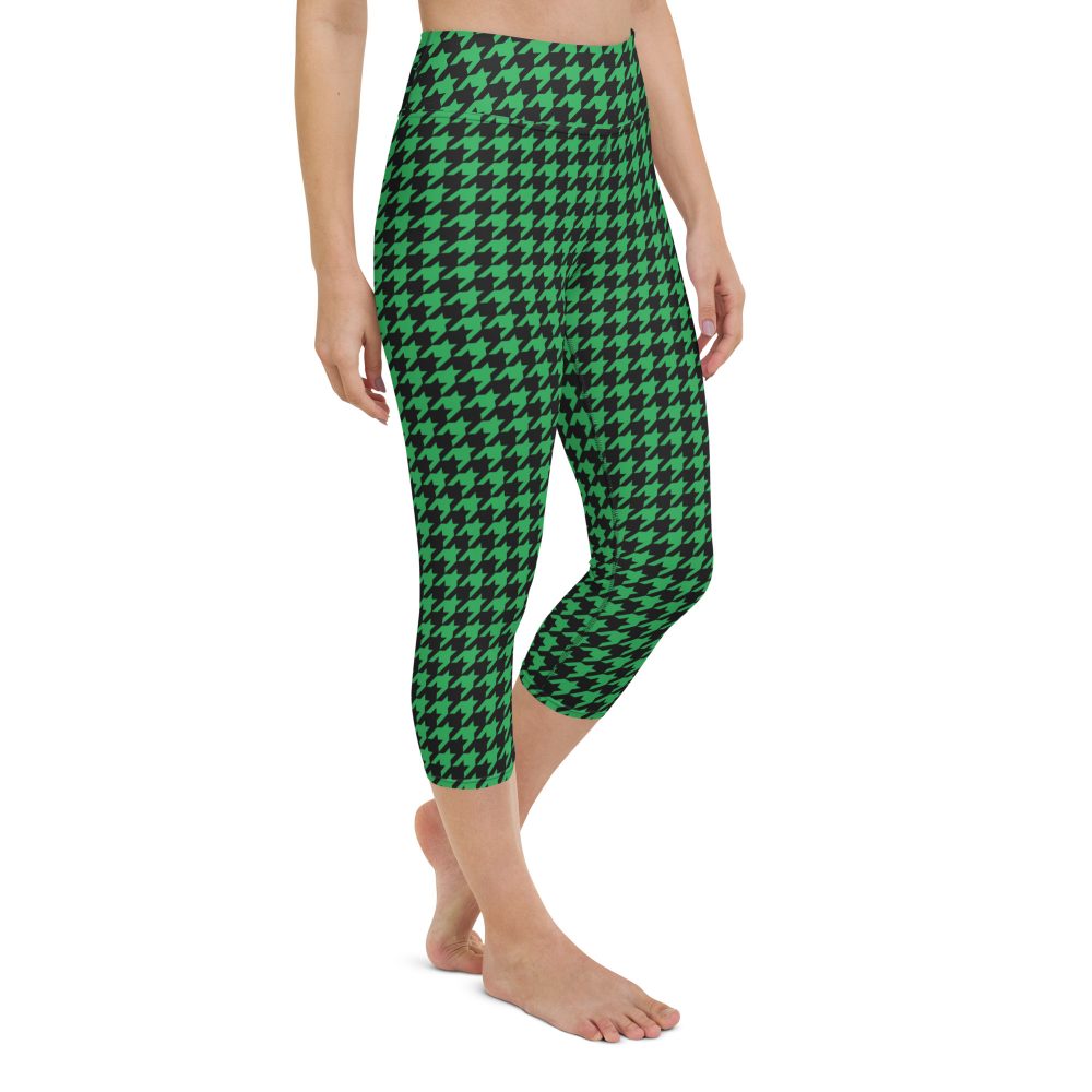 Green Houndstooth St. Patrick’s Day Yoga Capri Leggings - Image 5