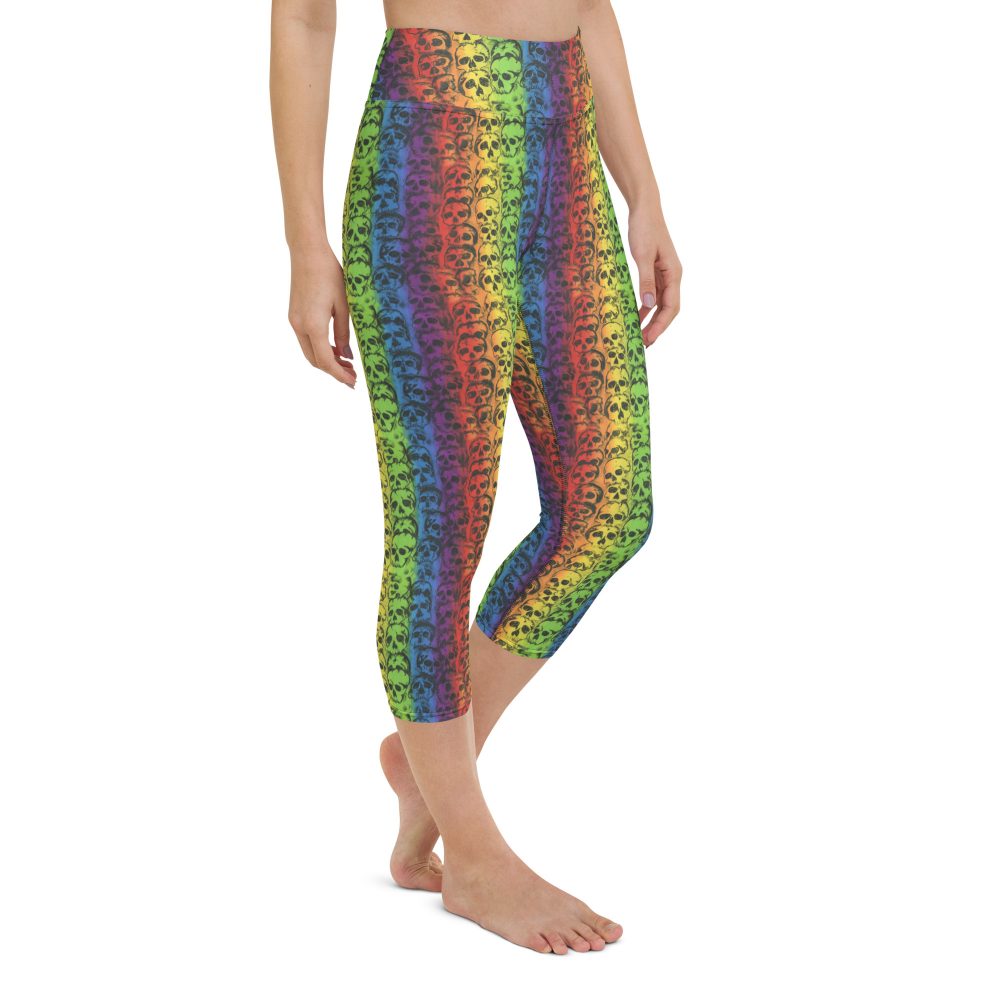 Rainbow Skulls Pride Yoga Capri Leggings - Image 6