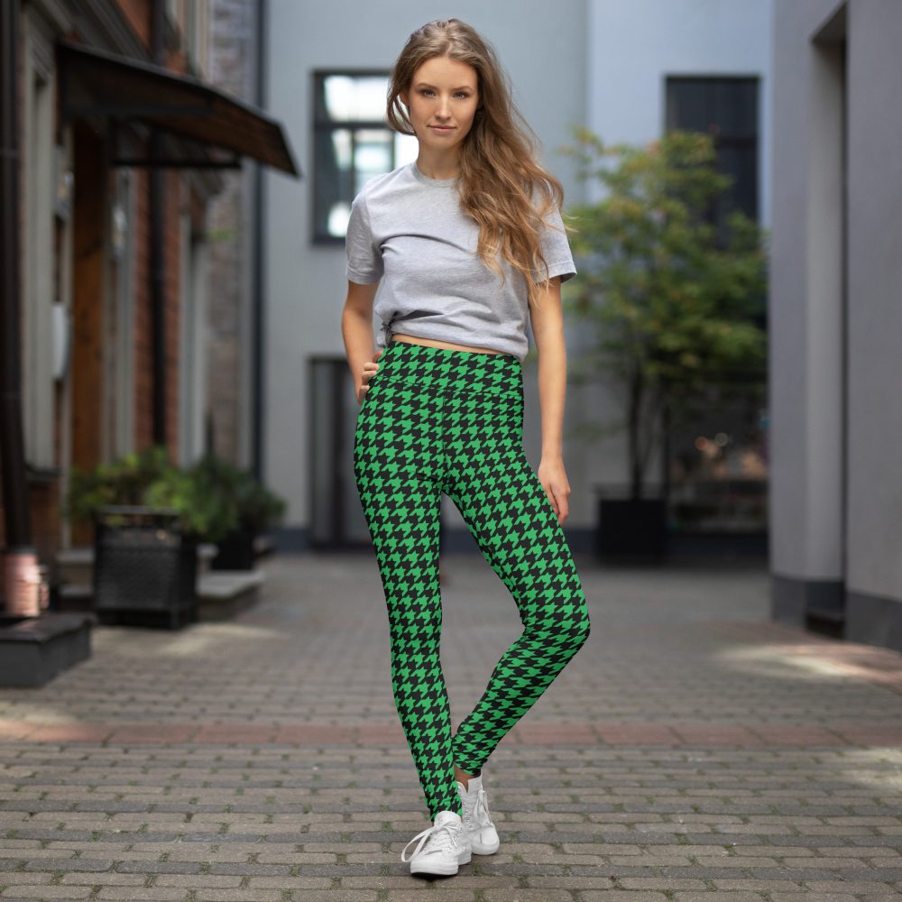 Green Houndstooth St. Patrick’s Day Yoga Leggings - Image 4