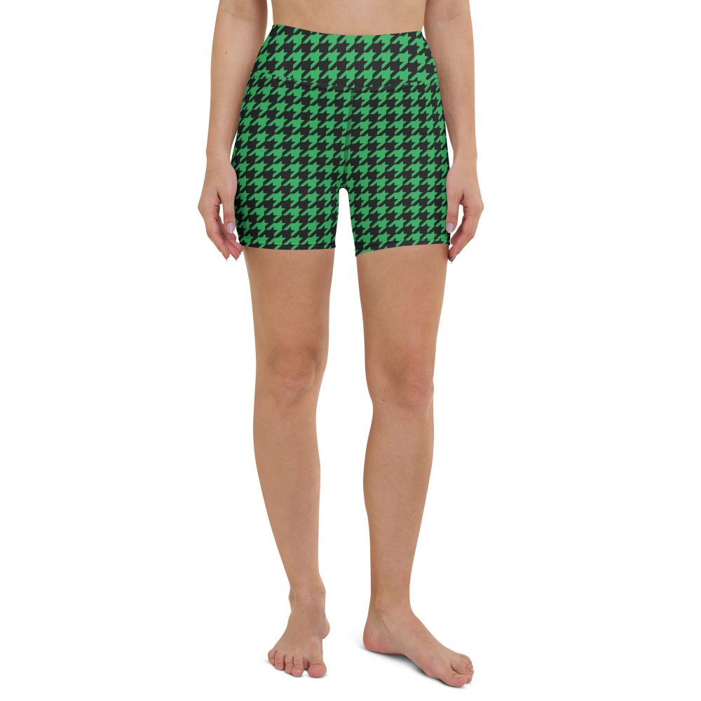Green Houndstooth St. Patrick’s Day Yoga Shorts