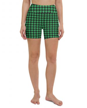 Green Houndstooth St. Patrick’s Day Yoga Shorts