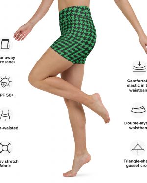 Green Houndstooth St. Patrick’s Day Yoga Shorts