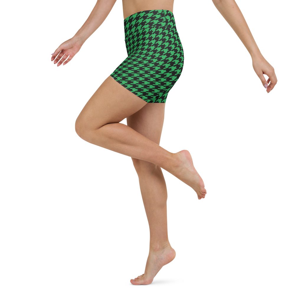 Green Houndstooth St. Patrick’s Day Yoga Shorts - Image 3