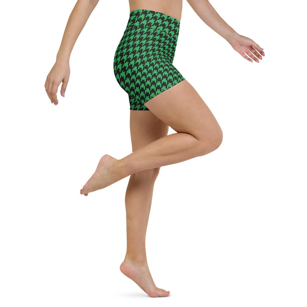 Green Houndstooth St. Patrick’s Day Yoga Shorts - Image 5