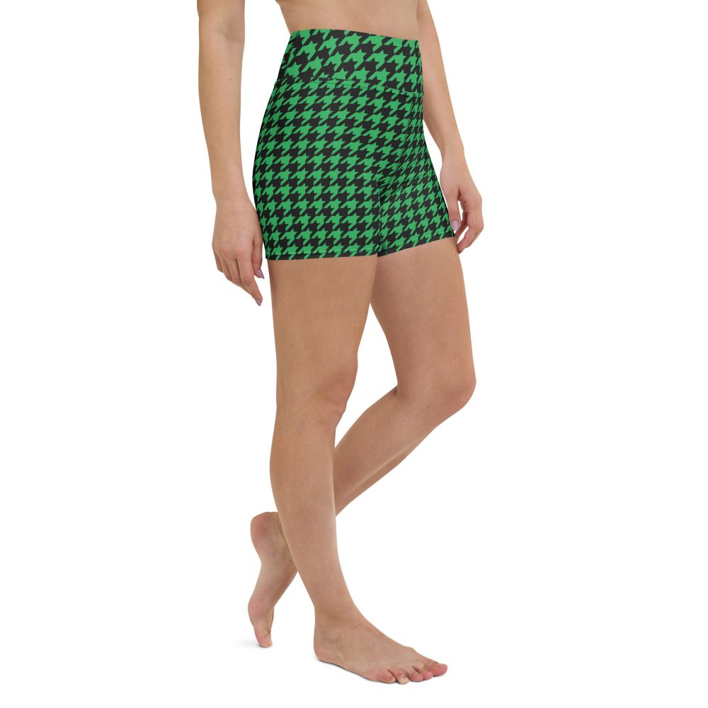Green Houndstooth St. Patrick’s Day Yoga Shorts - Image 6
