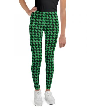 Green Houndstooth St. Patrick’s Day Youth Leggings