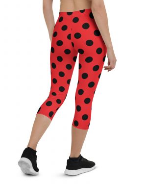 Ladybug Costume Red Black Polka Dot Capri Leggings