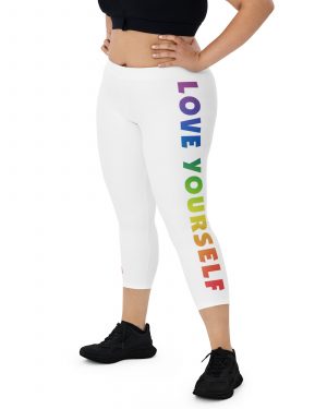 Love Yourself Rainbow Motivational Capri Leggings