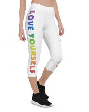 Love Yourself Rainbow Motivational Capri Leggings