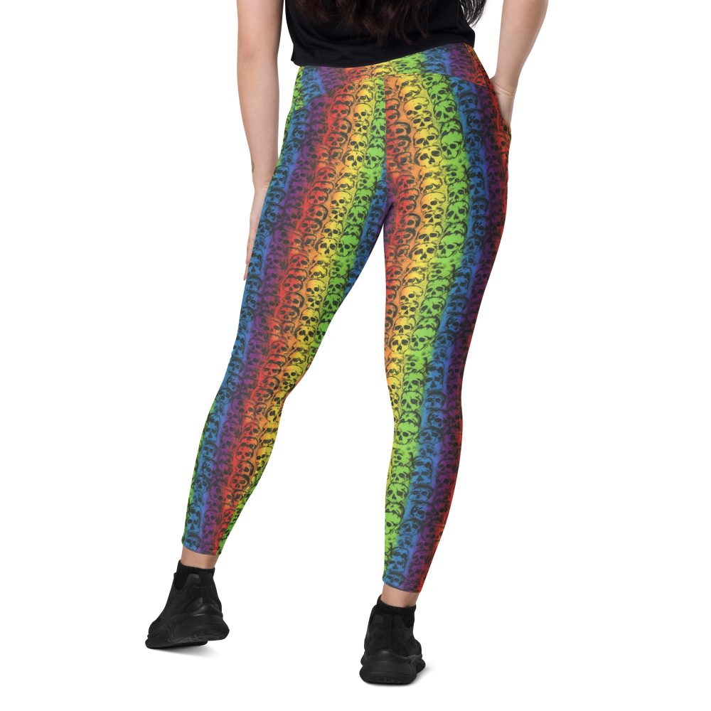 Rainbow Skulls Pride Crossover leggings with pockets - Image 5