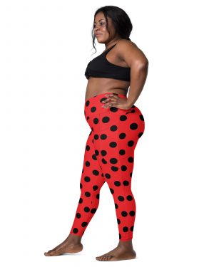 Ladybug Costume Red Black Polka Dot Crossover leggings with pockets