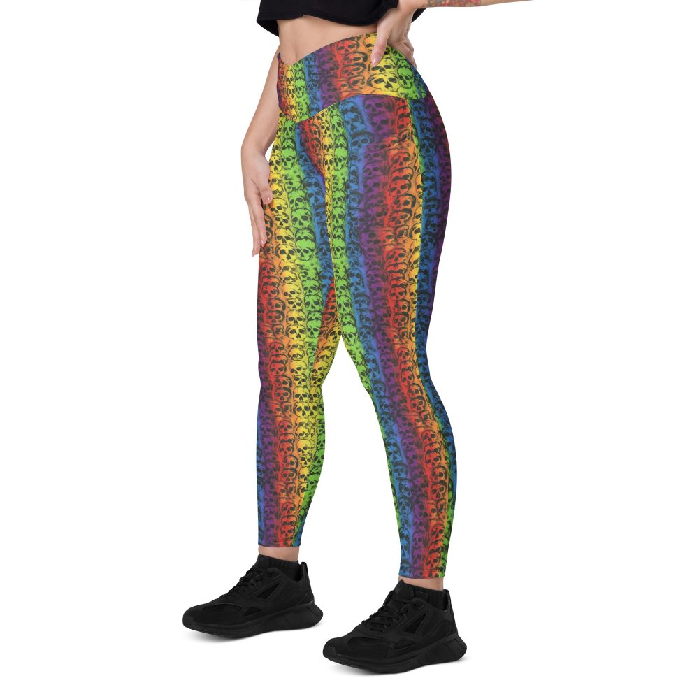 Rainbow Skulls Pride Crossover leggings with pockets - Image 6