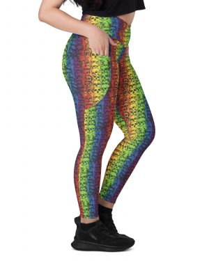 Rainbow Skulls Pride Crossover leggings with pockets