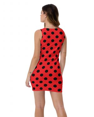 Ladybug Costume Red and Black Polka dot Fitted Bodycon Dress