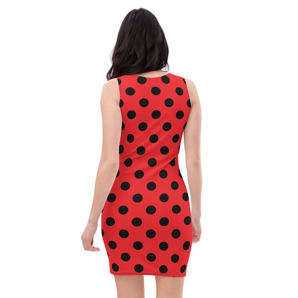 Ladybug Costume Red and Black Polka dot Fitted Bodycon Dress - Image 5