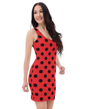 Ladybug Costume Red and Black Polka dot Fitted Bodycon Dress