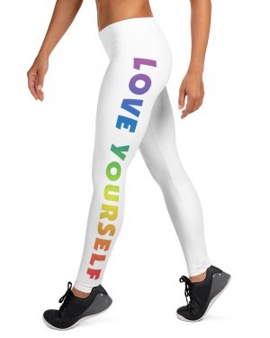 Love Yourself Rainbow Motivational Leggings