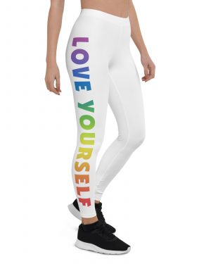 Love Yourself Rainbow Motivational Leggings