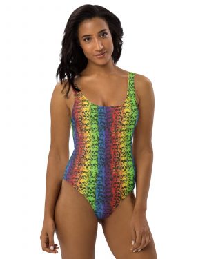 Rainbow Skulls Pride One-Piece Cheeky Swimsuit