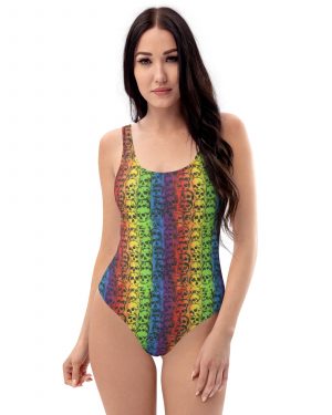 Rainbow Skulls Pride One-Piece Cheeky Swimsuit