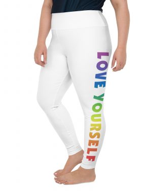 Love Yourself Rainbow Motivational Plus Size Leggings