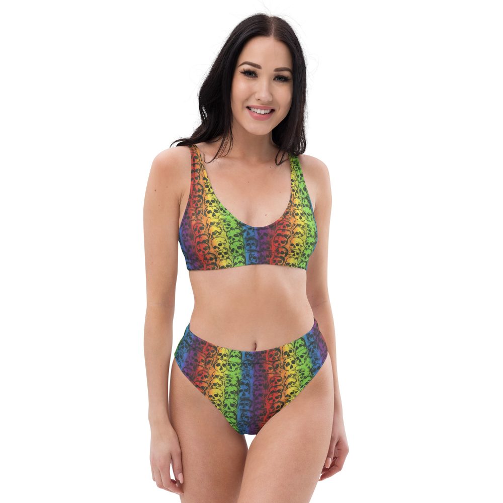 Rainbow Skulls Pride High-Waisted Cheeky Bikini - Image 2