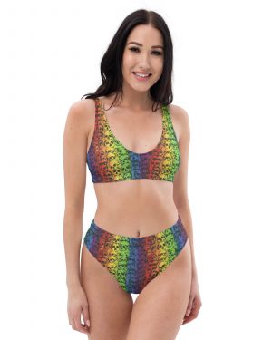 Rainbow Skulls Pride High-Waisted Cheeky Bikini