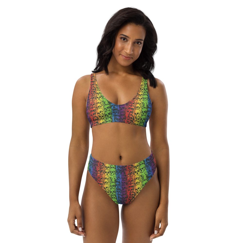 Rainbow Skulls Pride High-Waisted Cheeky Bikini - Image 6