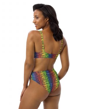 Rainbow Skulls Pride High-Waisted Cheeky Bikini